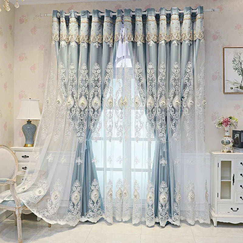 Luxury Vintage Embroidered Curtains – Dual-Layer 3D Relief Pattern for Privacy & Light Control (Single Panel)