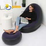 Inflatable Plush Sofa Bed & Foldable Footrest Lounge Chair – Outdoor & Indoor Portable Lazy Daybed with Feet Bench 🛋️
