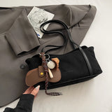 Large Capacity Suede Flap Under-Arm Shoulder Bag – Women’s Retro Solid Tote for Work & Travel