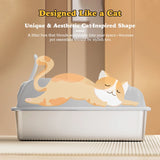 XL Stainless Steel Cat Litter Box with Lid – Durable Metal Box for Large Cats, Non-Sticky, Easy-Clean & Anti-Urine Leakage