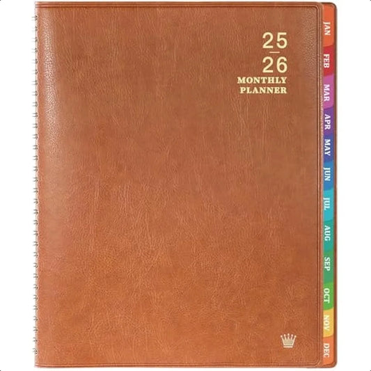 2025–2026 Monthly Planner – 18-Month Faux Leather Calendar with Notes Pages & Twin-Wire Binding 📔