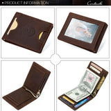 CONTACT’S Genuine Leather RFID Wallet – Slim Bifold Money Clip with Card Holder & Coin Pocket for Men