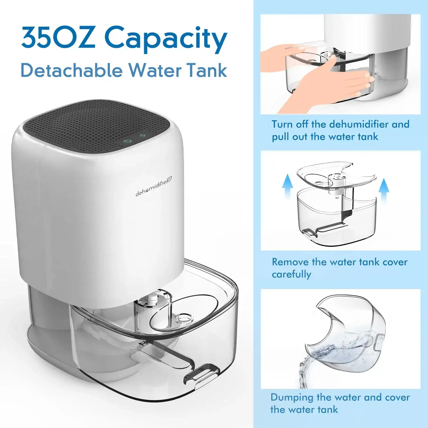 1000 ml Mini Air Dehumidifier – Quiet Auto-Shutoff Moisture Reducer for Bedroom, Home & RV