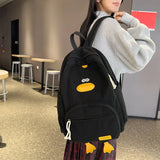 Corduroy Cartoon Duck Backpack for Kids – Large Capacity Cute School & Laptop Bag with Adjustable Straps