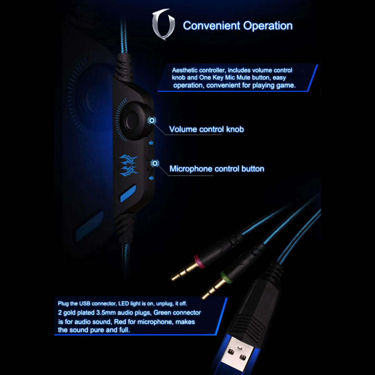 G2000 Gaming Headset – Deep Bass Stereo Wired Headphones with Mic & LED Lighting for PS5, PS4, Xbox, Laptop & PC Gamers