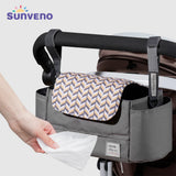 Universal Baby Stroller Organizer & Expandable Diaper Bag – Shoulder Strap, Cup Holder & Zipper Pocket Travel Caddy