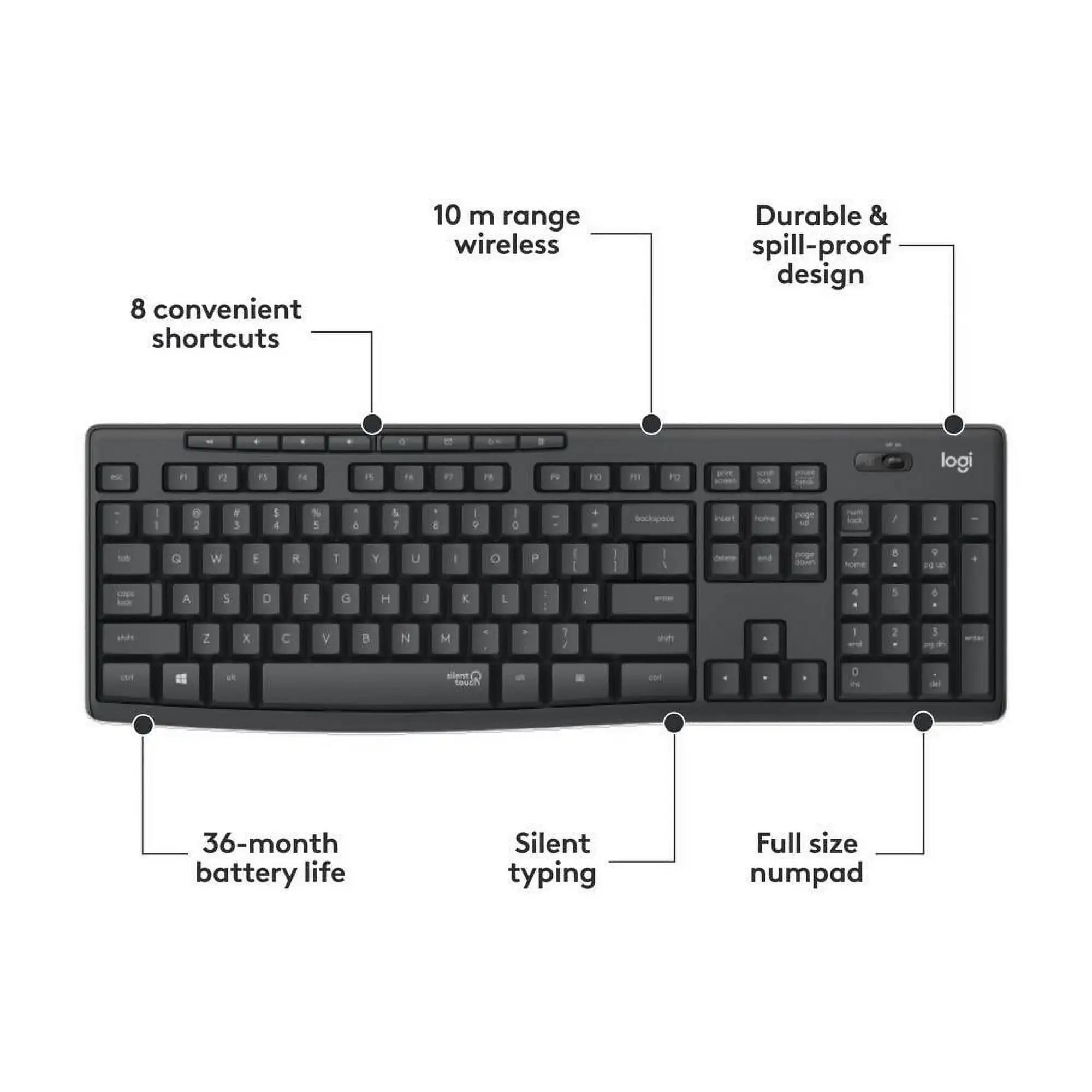 Logitech MK295 Wireless Keyboard and Mouse Combo – SilentTouch Technology, Compact & Reliable 2.4GHz Connection