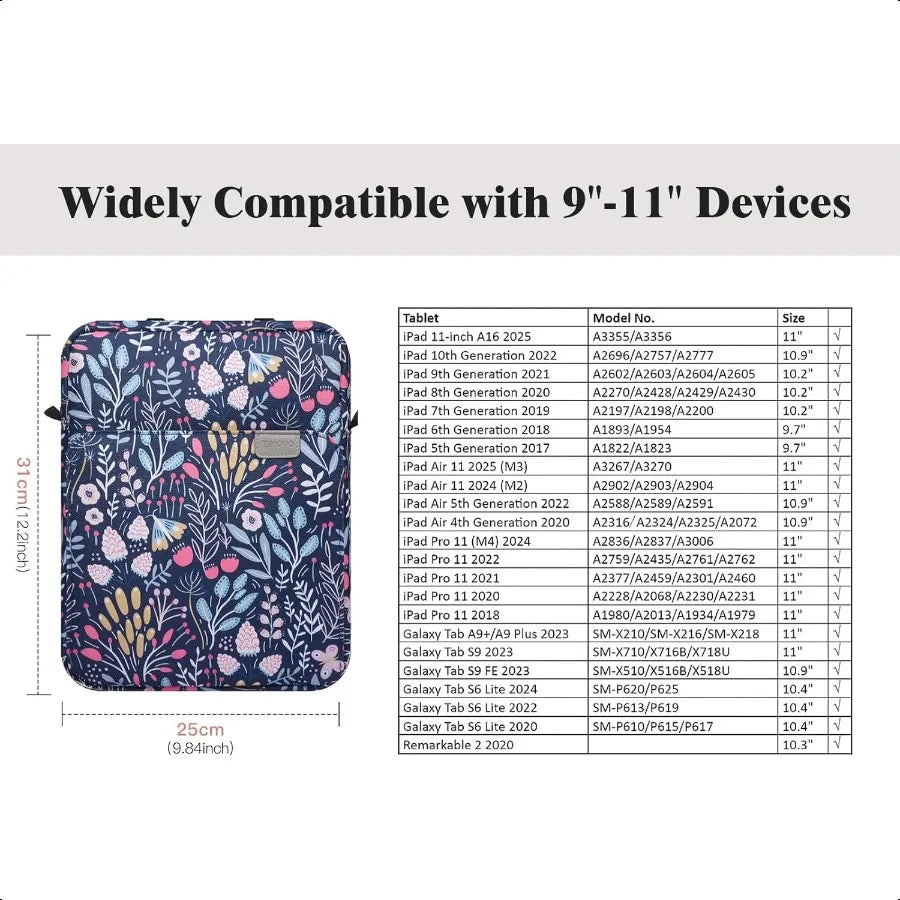 TIMOYO 9–11 Inch Tablet Sleeve Bag – Waterproof Carrying Case with Strap for iPad 11″ Air, iPad 10th Gen, 9th/8th/7th Gen