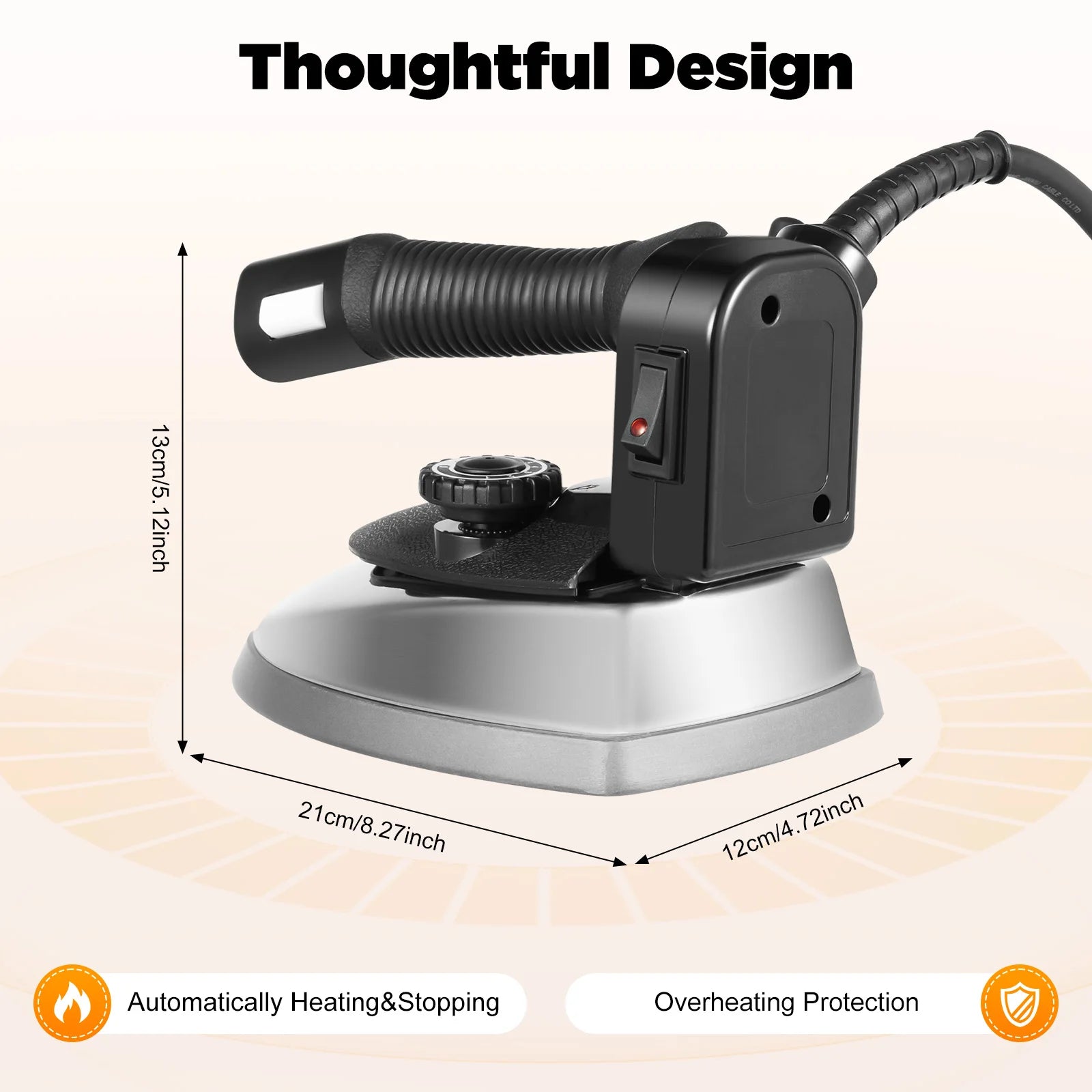 110V 1200W Gravity-Feed Industrial Steam Iron – Heavy-Duty Electric Iron for Professional Garment Pressing