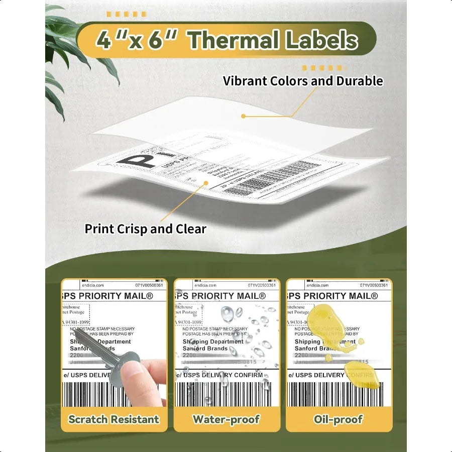 500-Pack 4×6″ Direct Thermal Shipping Labels – Fanfold, High Compatibility with Rollo, Zebra, Munbyn, Jadens & More