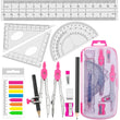 Complete Geometry Kit – 15-Piece Math Tool Set with Compasses, Protractors, Rulers & Pencils for Students 📐