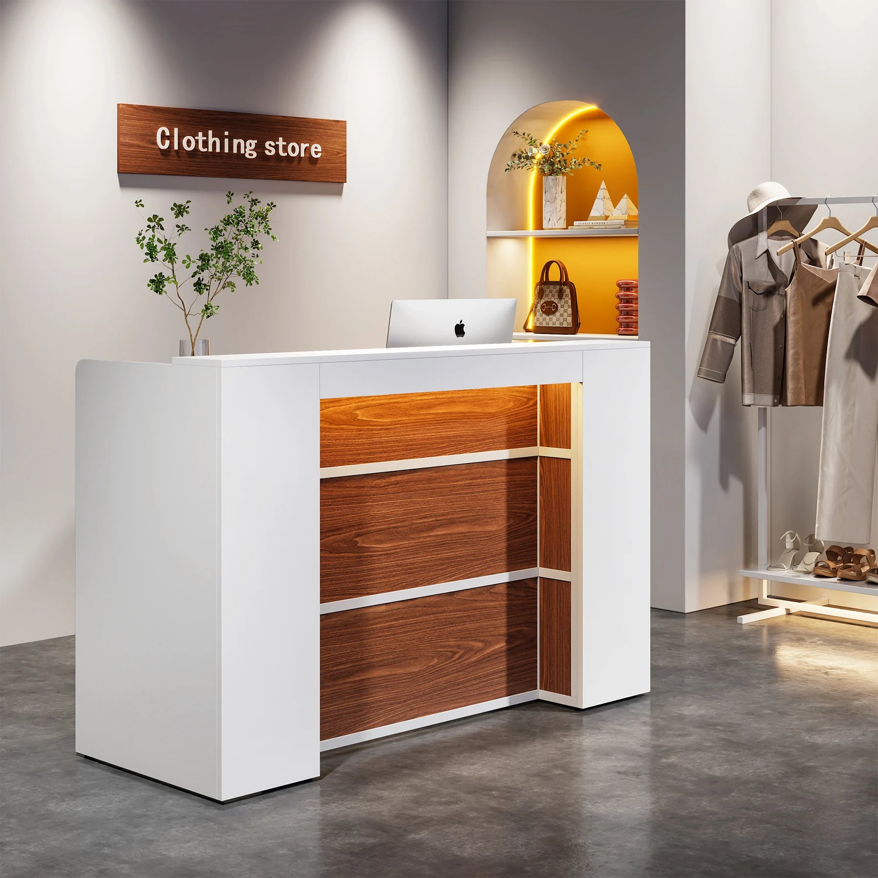 🛋️ Tribesigns 63" Reception Desk – Front Counter with LED Lights for Lobby, Salon, Retail & Checkout Areas