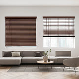 Cordless Faux Wood Blinds – 2-Inch Room Darkening Window Treatment in Dark Oak | Moisture-Resistant, Durable & Easy to Install