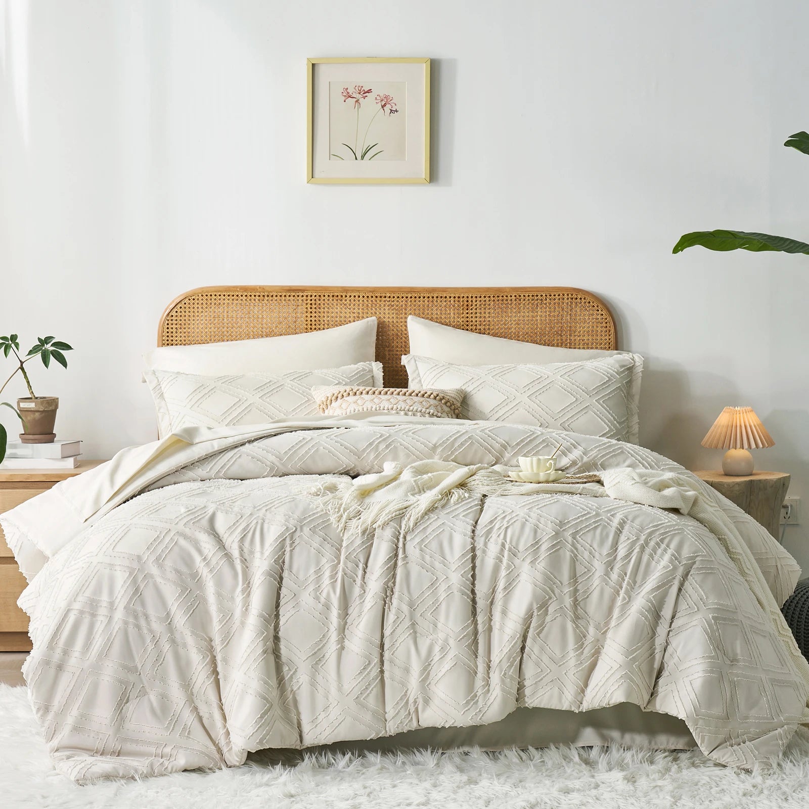 7-Piece Diamond Tufted Comforter Set – Fluffy Soft All-Season Bedding Bundle (Gift Ready)