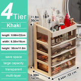 4-Tier Plastic Desktop Organizer with Drawers & Top Compartments – Storage Box for Cosmetics, Jewelry & Office Supplies