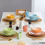 16-Piece Multi-Colour Japanese-Style Porcelain Dinnerware Set – Plates, Dessert Plates, Bowls & Mugs (Service for 4)