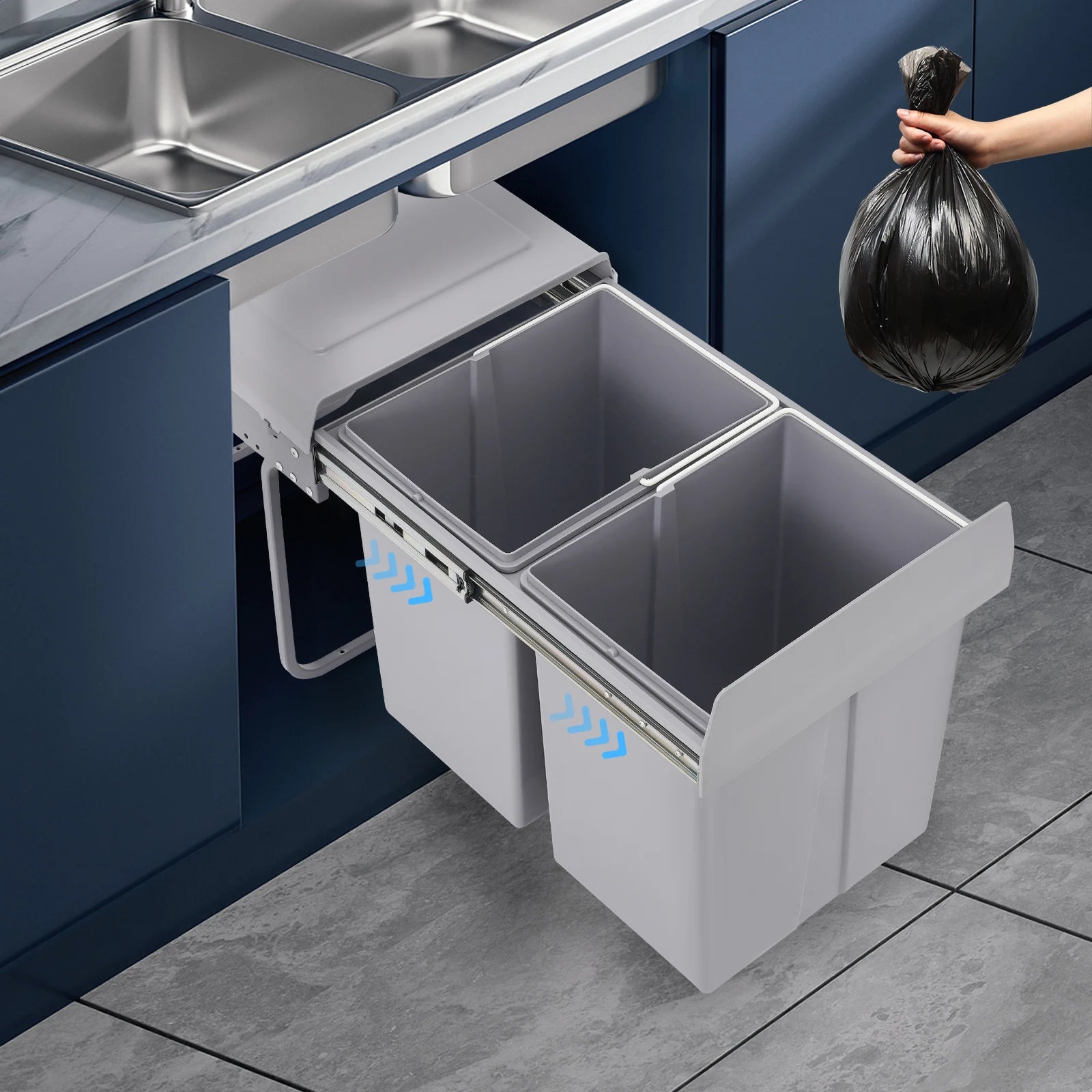 40 L Pull-Out Kitchen Waste Bin – Under-Cabinet Slide Recycling Trash Can System