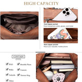 Waterproof PU Leather Backpack Purse for Women – Brown Casual Shoulder Handbag