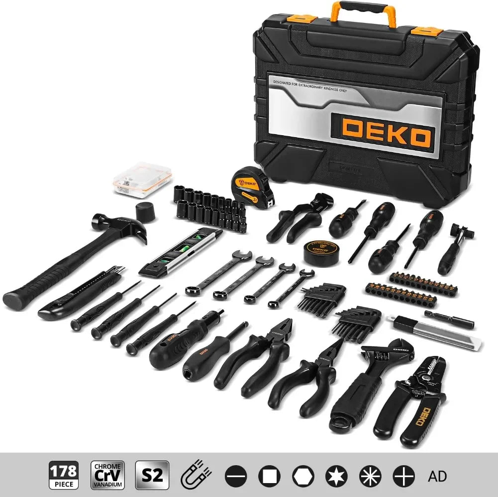 Household Tool Kit with Drill, Wrench & Socket Set – Complete Hand Tools for Home, Car & Mechanic Repairs 🧰✨