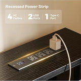 🖥️ 47" Computer Desk with 4 Drawers – Gaming Desk with LED Lights, Power Outlets & Large Storage for Home Office