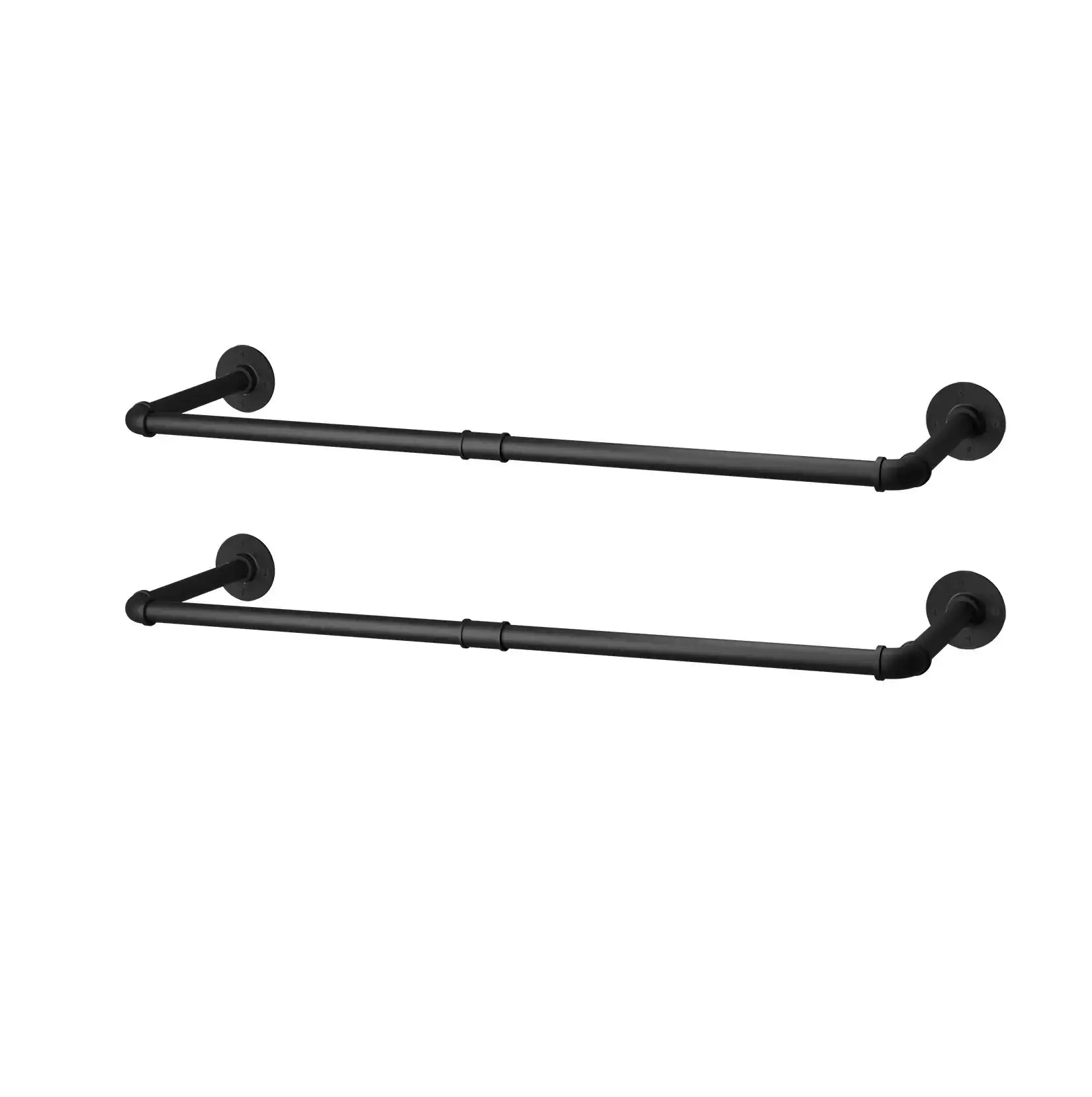 2-Pack Industrial Pipe Clothes Rail Rack – Wall-Mounted Garment Rods & Heavy-Duty Iron Closet Organizer for Hanging Clothes”