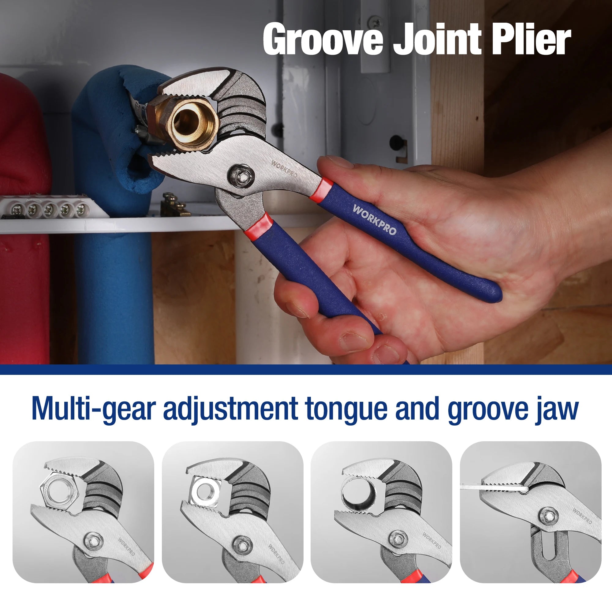 WORKPRO 7-Piece Pliers Set – Groove Joint, Long Nose, Slip Joint, Linesman & Diagonal Pliers for DIY / Home Use