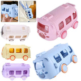 Bus-Shaped Cartoon Water Bottle – 500 ml Leakproof Kids Drinking Bottle with Movable Wheels & Strap