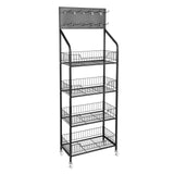 4-Tier Display Snack Rack – Wire Metal Retail Store Accessory Display with Hooks