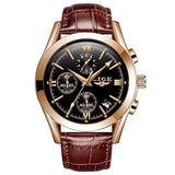 LIGE Men’s Luxury Waterproof Sport Watch – Luminous Quartz Military Leather Chronograph with Date Display