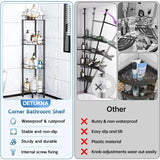4-Tier Stainless Steel Corner Shower Caddy with Shelves – Floor-Standing Bathroom Storage Rack