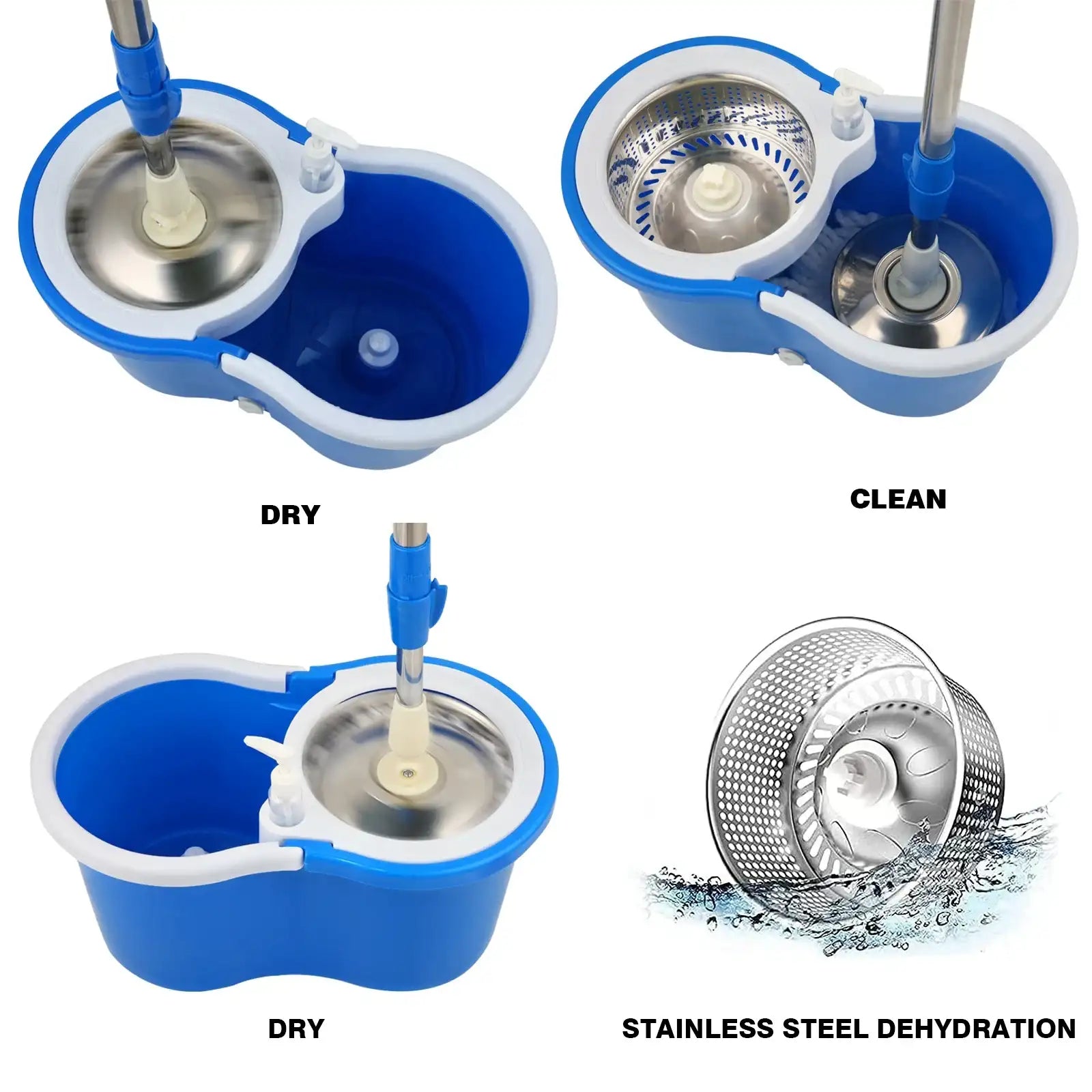 360° Spin Mop & Bucket System – 360 ° Rotating Floor Cleaning Set with Wringer, Extendable Handle & Microfiber Mop Heads
