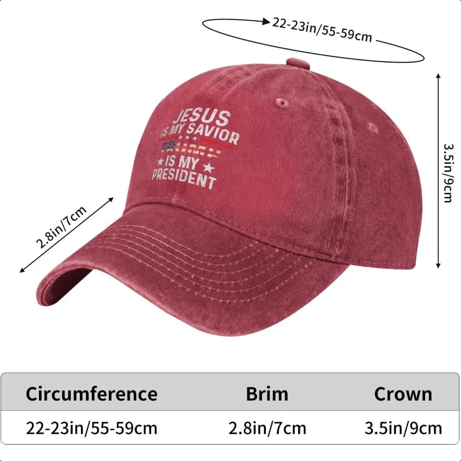 “Jesus Is My Savior, Is My President” Hat – Men’s Adjustable Baseball Cap with Fashionable Casual Style