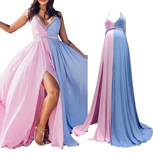 Women’s Maternity Photography Dress – Sleeveless Long Skirt with Train, Elegant Summer Wrap Gown for Pregnancy Photoshoots