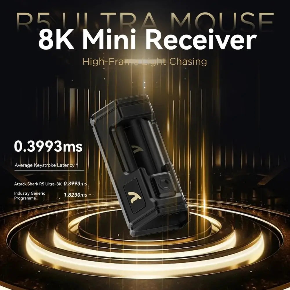 MambaSnake X Attack Shark R5 Ultra Wireless Gaming Mouse – 39g Superlight Carbon Fiber with Hollowed-Out Design