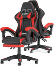 Ergonomic Gaming Chair with Footrest – Racing Style Computer Chair with Lumbar Support, Adjustable Height, Reclining Back & Headrest