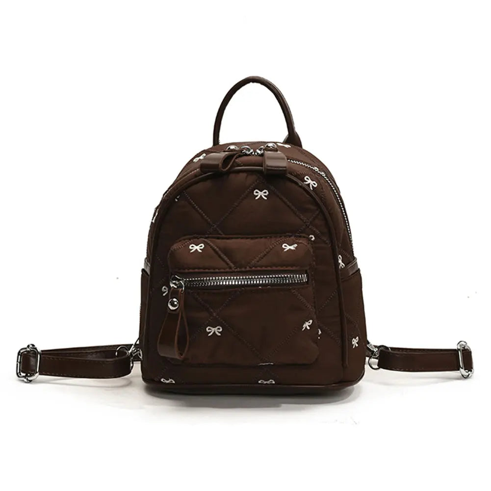 Women’s Bowknot Embroidery Backpack — Large-Capacity Trendy School, Outdoor & Picnic Rucksack