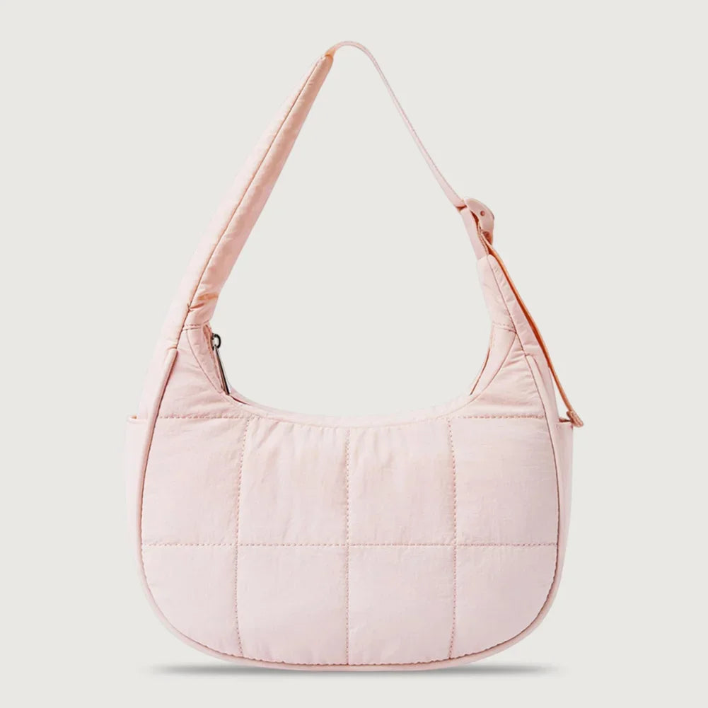 Puffer Crescent Bag for Women – Quilted Nylon Underarm & Hobo Bag with Adjustable Strap for Work & Travel 👜✨