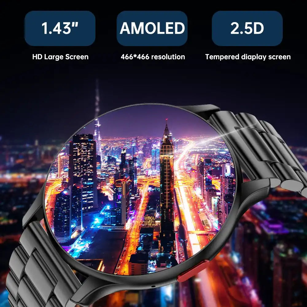 Smart Watch AMOLED Always-On Display – Bluetooth Call, Fitness Tracker, IP68 Waterproof (Men & Women)