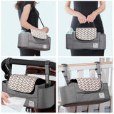 Universal Baby Stroller Organizer & Expandable Diaper Bag – Shoulder Strap, Cup Holder & Zipper Pocket Travel Caddy