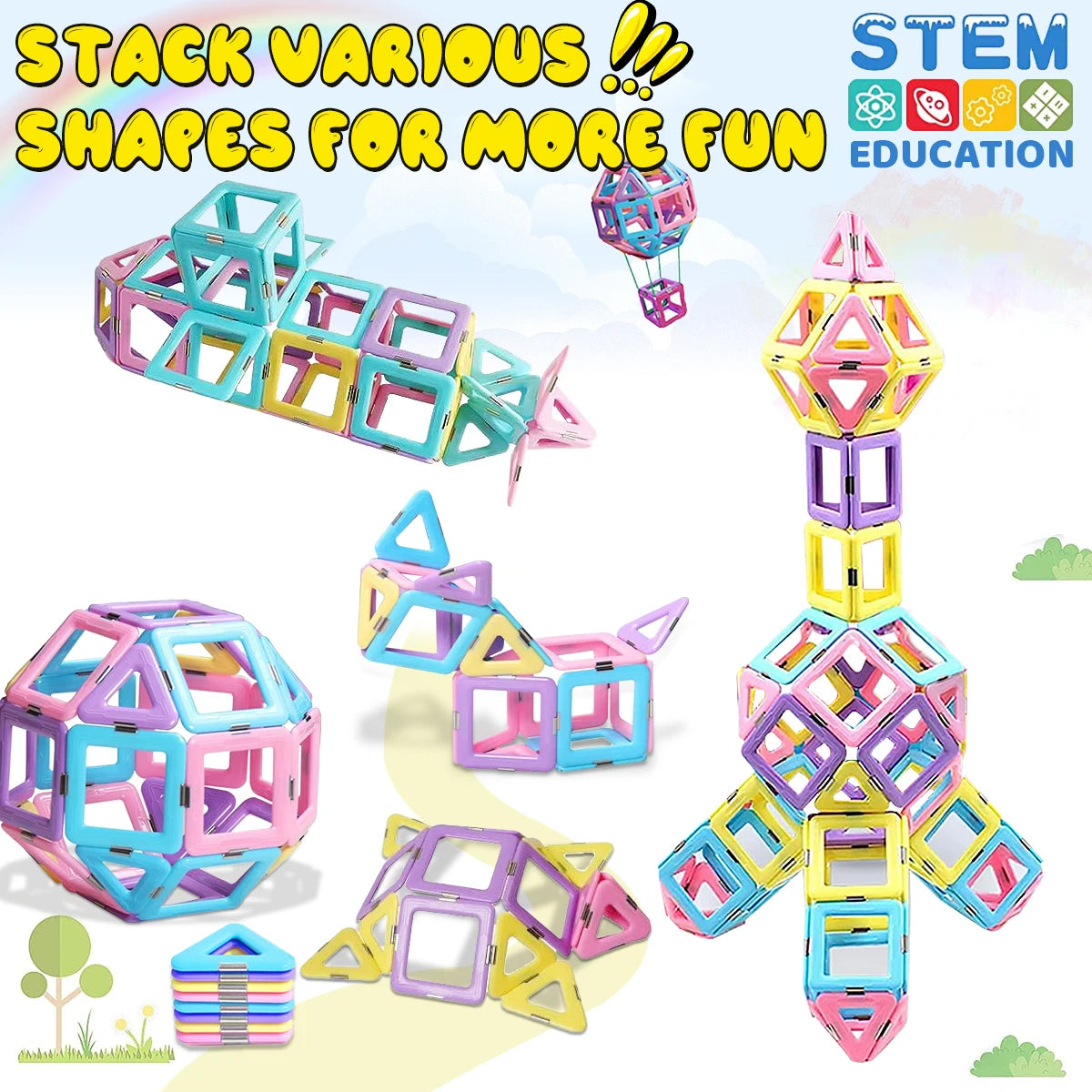 Magnetic Blocks Building Set – Educational STEM Construction Toys for Kids, Creative Learning Gift for Boys & Girls