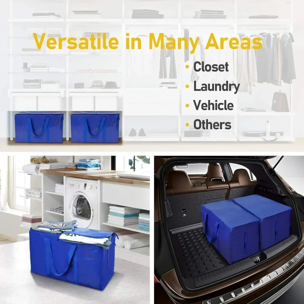 MegaMove 6-Pack Oversized Heavy-Duty Moving Bags with Zipper & Carry Handles – Space-Saving Storage Totes 🧳