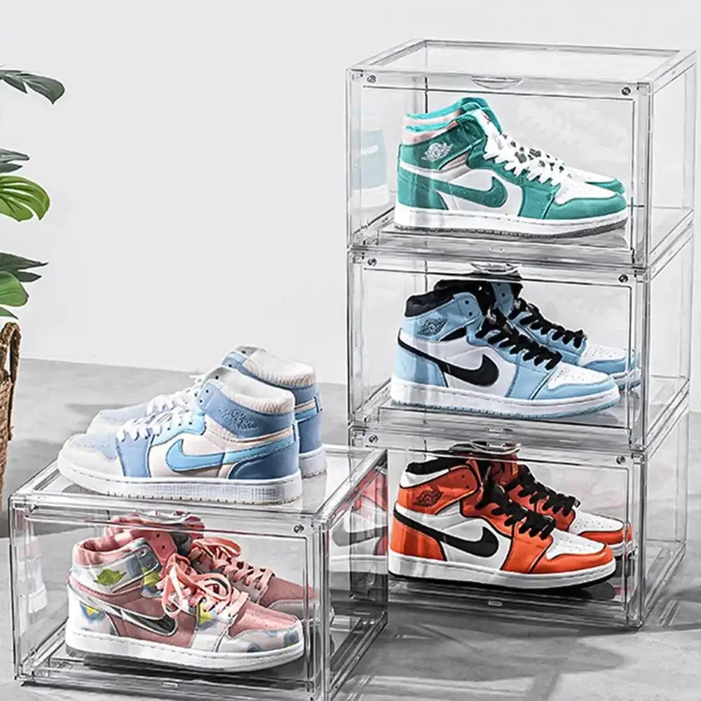 Shoe Storage Box (4pack) Shoes Organizer Auto-Opening White Shoe-shelf Home Furniture Cabinets for Living Room Shoerack Cabinet - PulinGO