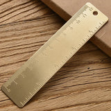 Vintage Brass Straight Ruler – Metal Triangle & Protractor Measuring Tool for Students & Creatives