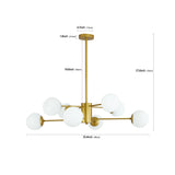 Modern 8-Light Gold Chandelier – Elegant Ceiling Light with White Glass Globe Shades (No Bulbs Included)