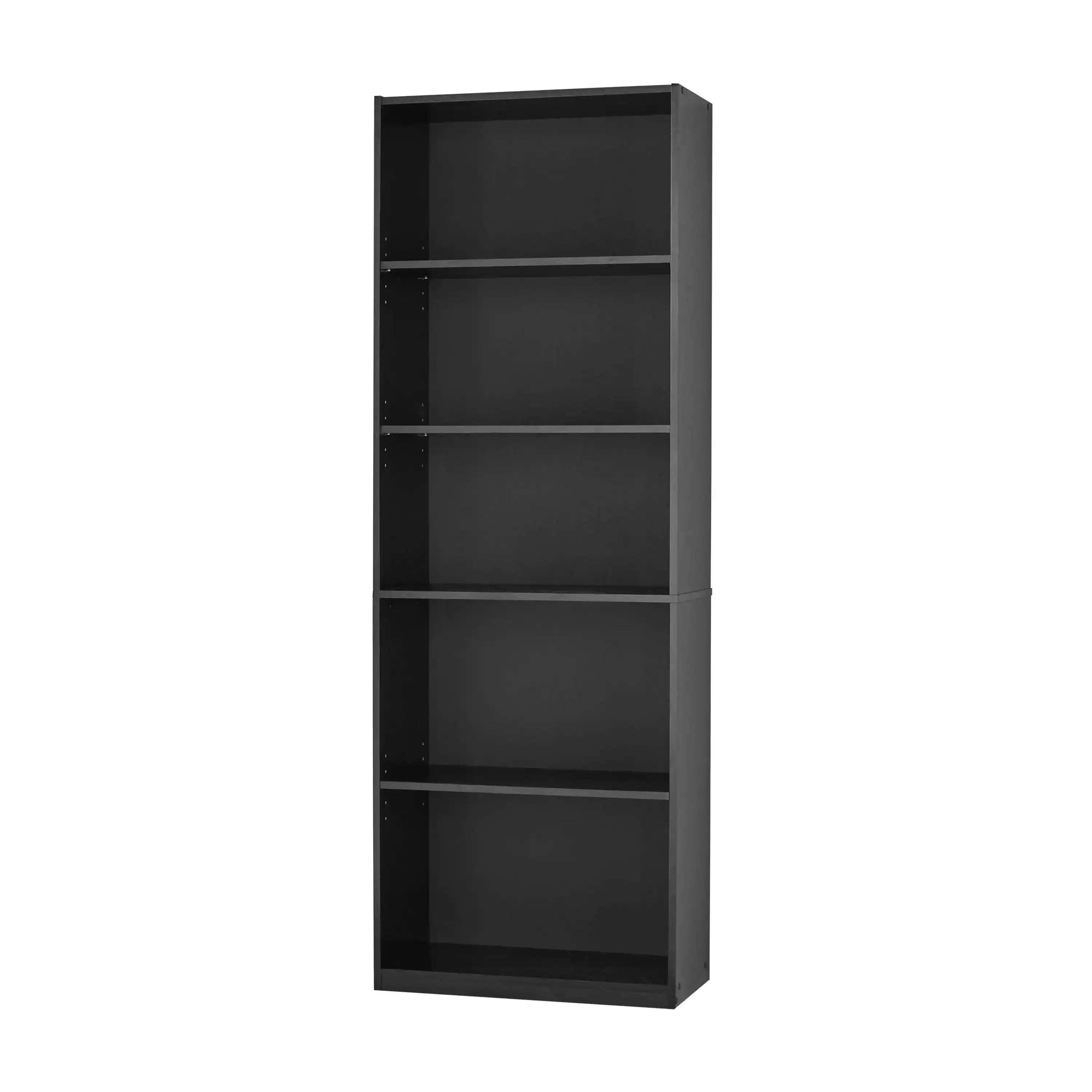 5-Shelf Bookcase with Adjustable Shelves, True Black Oak - PulinGO