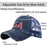 UTOWO American Flag Washed Vintage Embroidery Adjustable Baseball Cap – Unisex