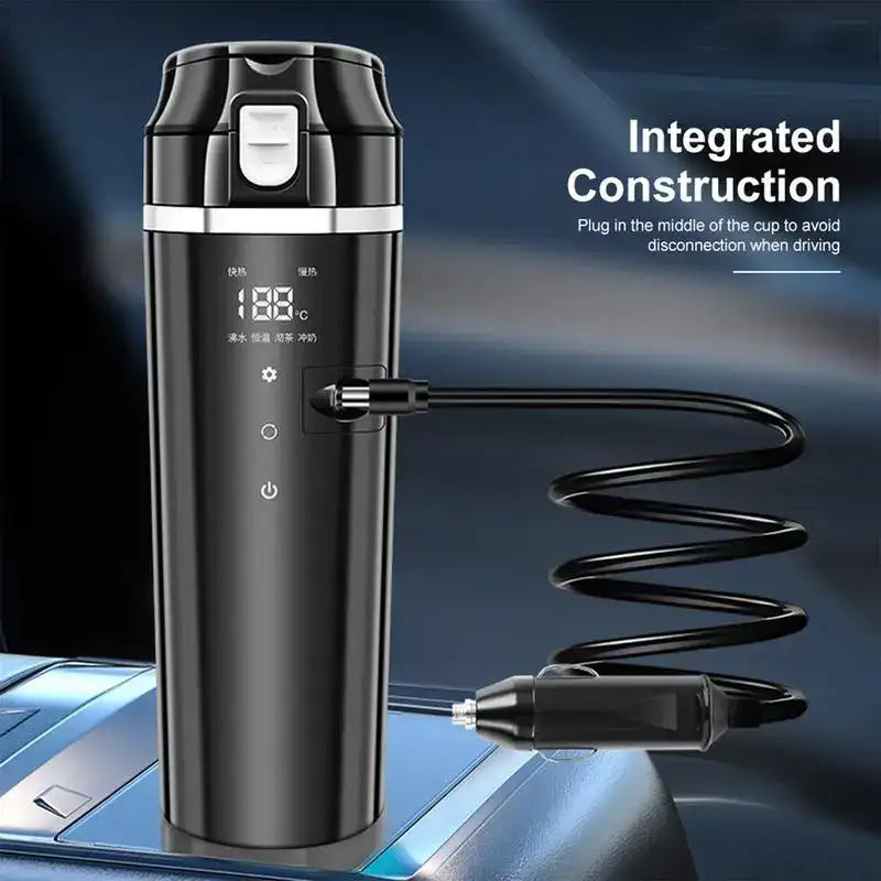 Portable 500 ml Car Heating Cup – LED Display Smart Mug for Coffee, Milk & Water