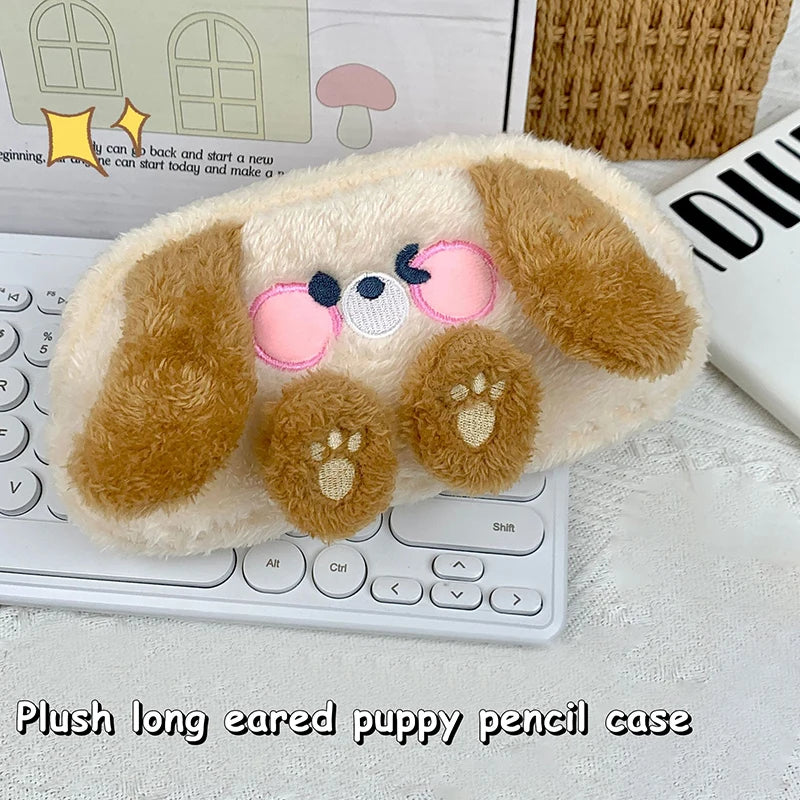 Adorable Cartoon Bear Plush Pencil Case – Large Capacity Stationery & Makeup Organizer