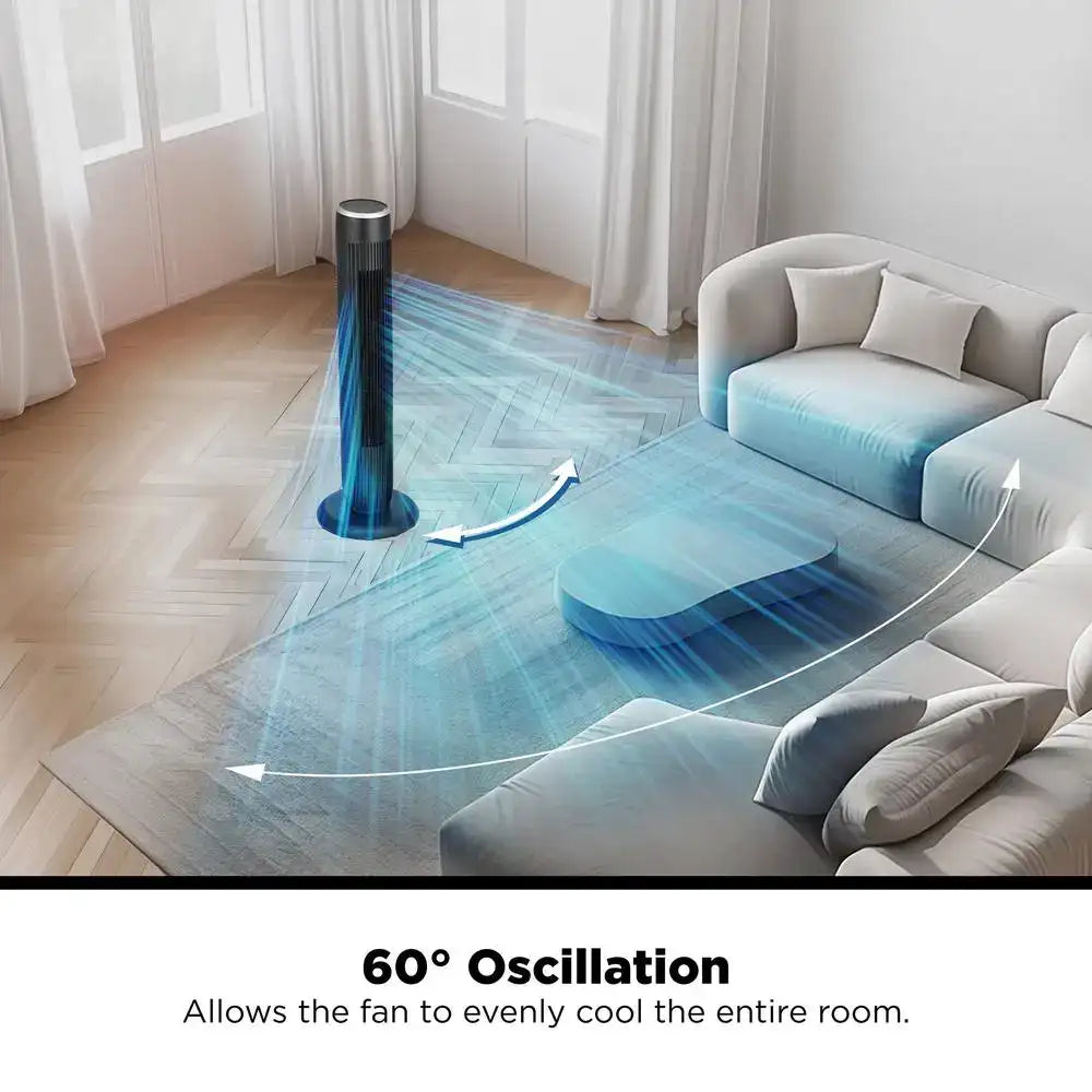36'' Oscillating Tower Fan with Remote, 3 Speeds, Timer Display