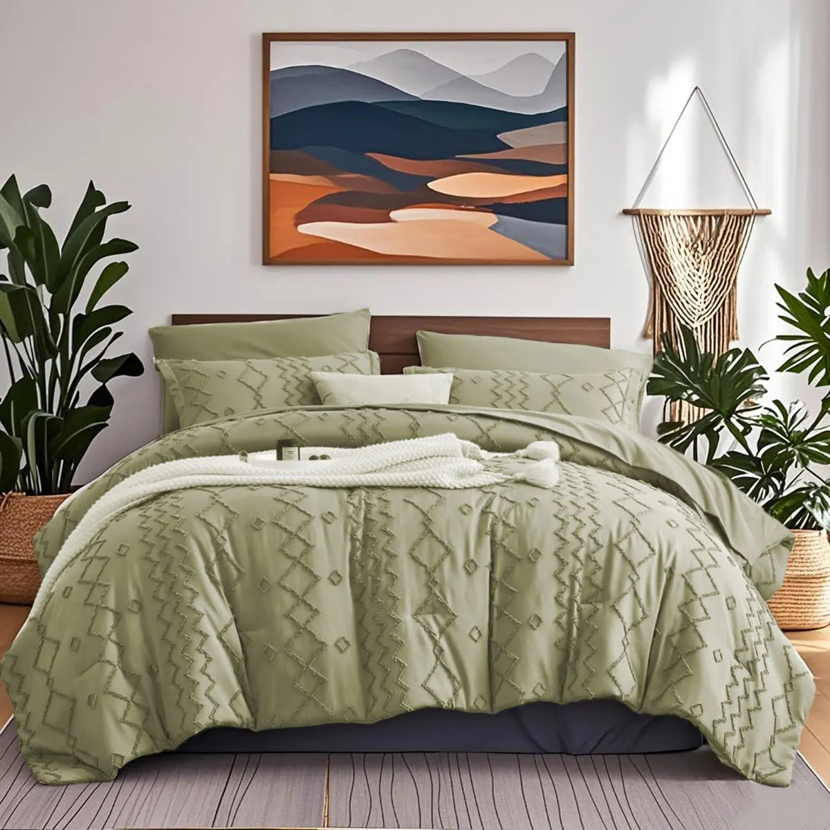 7-Piece Bohemian Tufted Comforter Set – Soft All-Season Bedding Ensemble